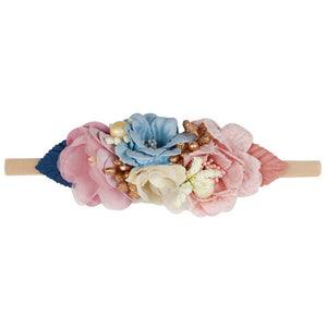 IBOWS Hair Accessories Lovely Baby Headband Fake Flower Nylon Hair Bands For Kids Artificial Floral Elastic Head Bands Headwear