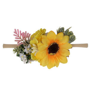 IBOWS Hair Accessories Lovely Baby Headband Fake Flower Nylon Hair Bands For Kids Artificial Floral Elastic Head Bands Headwear