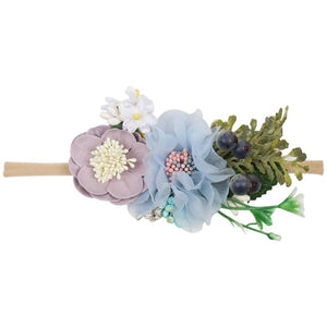 IBOWS Hair Accessories Lovely Baby Headband Fake Flower Nylon Hair Bands For Kids Artificial Floral Elastic Head Bands Headwear