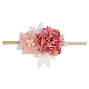 IBOWS Hair Accessories Lovely Baby Headband Fake Flower Nylon Hair Bands For Kids Artificial Floral Elastic Head Bands Headwear