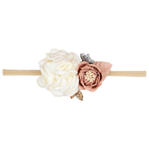 IBOWS Hair Accessories Lovely Baby Headband Fake Flower Nylon Hair Bands For Kids Artificial Floral Elastic Head Bands Headwear
