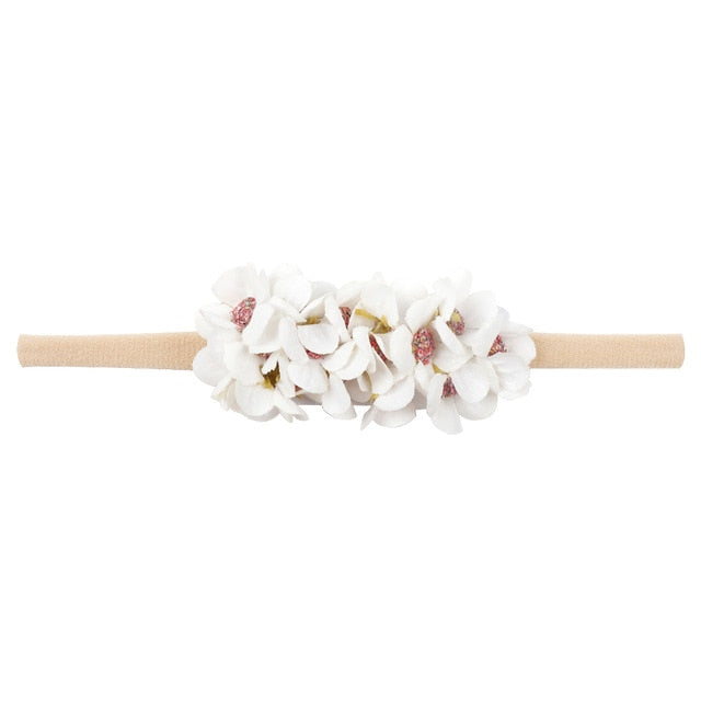 IBOWS Hair Accessories Lovely Baby Headband Fake Flower Nylon Hair Bands For Kids Artificial Floral Elastic Head Bands Headwear