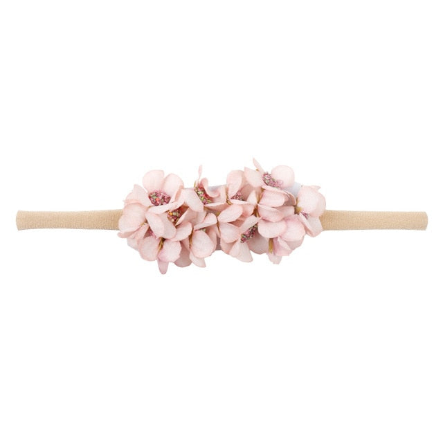 IBOWS Hair Accessories Lovely Baby Headband Fake Flower Nylon Hair Bands For Kids Artificial Floral Elastic Head Bands Headwear