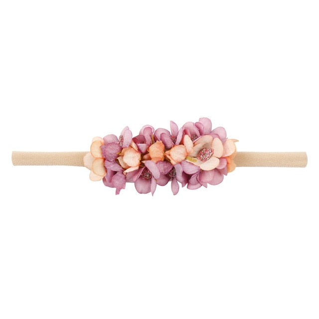 IBOWS Hair Accessories Lovely Baby Headband Fake Flower Nylon Hair Bands For Kids Artificial Floral Elastic Head Bands Headwear