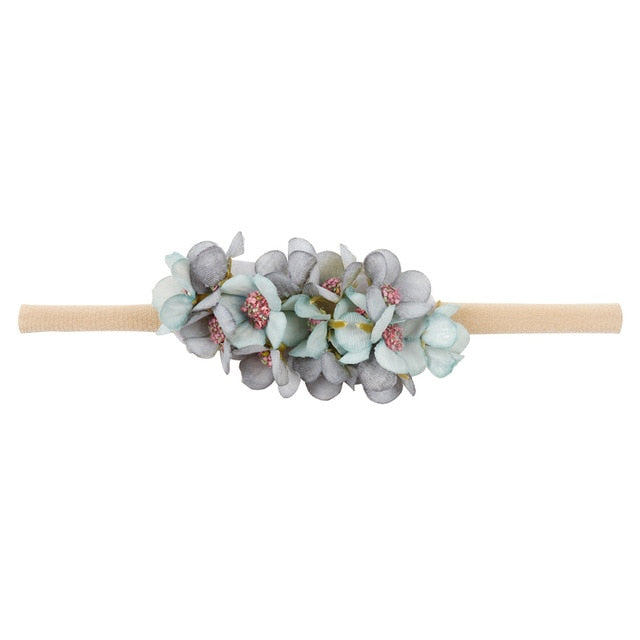 IBOWS Hair Accessories Lovely Baby Headband Fake Flower Nylon Hair Bands For Kids Artificial Floral Elastic Head Bands Headwear
