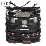 Vintage Multiple Charm Bracelets Set For Men Woman Fashion Wristbands Owl Leaf Leather Bracelet Bangles 2019 Party Jewelry