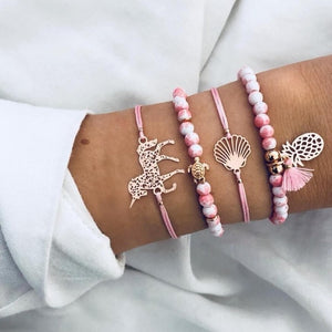 2019  Charm Bracelets & Bangles Set Bohemian Vintage Beaded Multilayer Bracelets For Women Fashion Jewelry Wrap Accessories