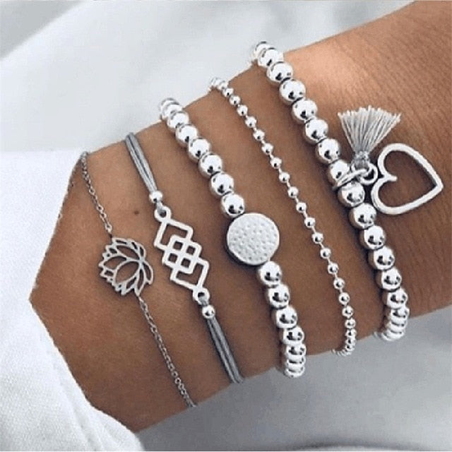 2019  Charm Bracelets & Bangles Set Bohemian Vintage Beaded Multilayer Bracelets For Women Fashion Jewelry Wrap Accessories