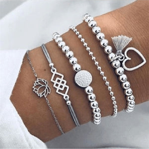 2019  Charm Bracelets & Bangles Set Bohemian Vintage Beaded Multilayer Bracelets For Women Fashion Jewelry Wrap Accessories