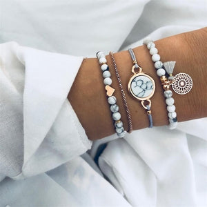 2019  Charm Bracelets & Bangles Set Bohemian Vintage Beaded Multilayer Bracelets For Women Fashion Jewelry Wrap Accessories