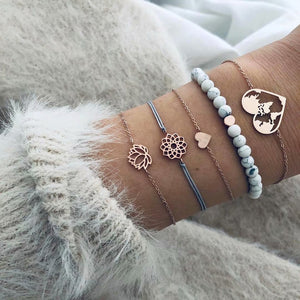 2019  Charm Bracelets & Bangles Set Bohemian Vintage Beaded Multilayer Bracelets For Women Fashion Jewelry Wrap Accessories