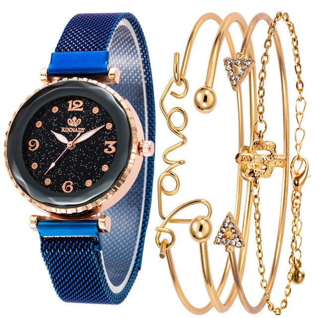 5pcs Luxury Brand Ladies Watches Women Watches Starry Sky Watch Quartz Diamond Wristwatches Montre Femme Relogio Feminino 2019gl