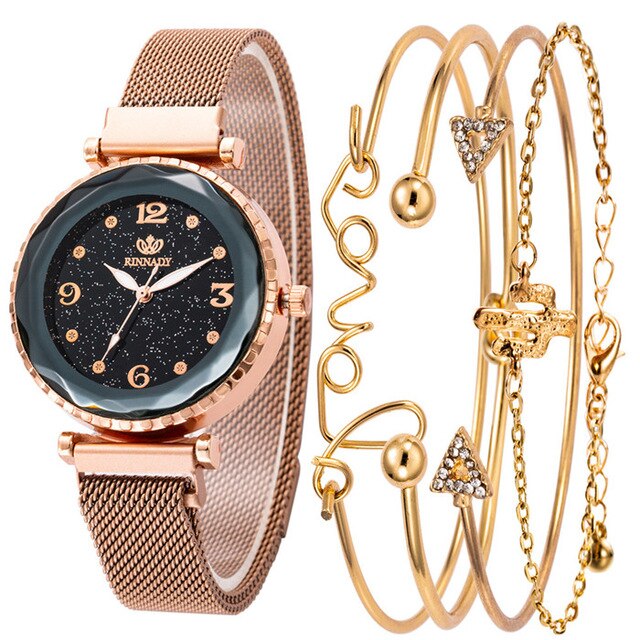 5pcs Luxury Brand Ladies Watches Women Watches Starry Sky Watch Quartz Diamond Wristwatches Montre Femme Relogio Feminino 2019gl
