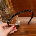 Crystal Beaded Headband Head on Women Hairbands Handmade Shiny Rhinestone Hair Hoop Bands Bezel Girls Hair Ornament