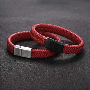 Jiayiqi 2019 Chic Braided Men Bracelet White Leather Bracelet Titanium Steel Clasp Male Jewelry Silver/Gold/Rose Gold Buckle
