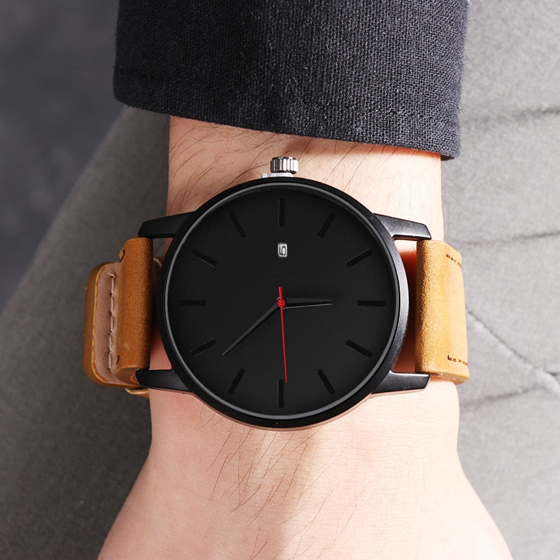 Men's Watch.  Fashion Leather Quartz Watch Men Casual Sports.