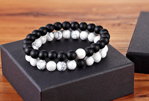Hot 2pcs/set 7 Style Couples Distance Bracelet Natural Stone Yoga Beaded Bracelet for Men Women Friend Gift Charm Strand Jewelry