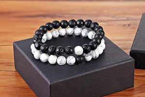 Hot 2pcs/set 7 Style Couples Distance Bracelet Natural Stone Yoga Beaded Bracelet for Men Women Friend Gift Charm Strand Jewelry