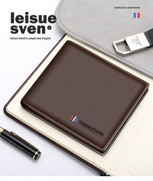 100% Cow Leather Wallet Men Fashion, Bifold Card Holder Wallet, Male Short Standard High Quality Wallet