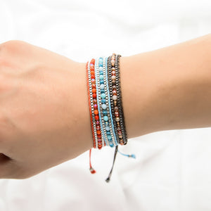 Woman  or Men Handmade Bohemia Weave Adjustable Rope Chain Crystal Charms Bracelets Wristband Fashion Jewelry Gift