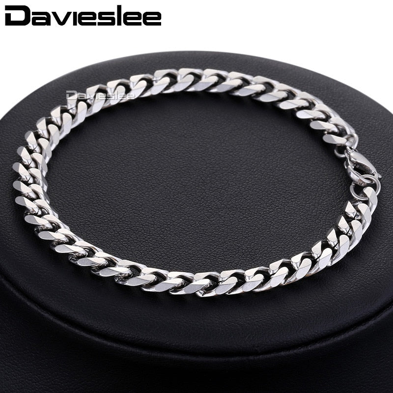 Bracelet for Men Women Curb Cuban Link Chain Stainless Steel Mens Womens Bracelets Chains Davieslee Jewelry for Men DLKBM05