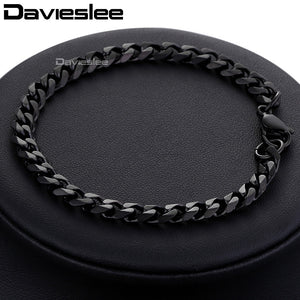 Bracelet for Men Women Curb Cuban Link Chain Stainless Steel Mens Womens Bracelets Chains Davieslee Jewelry for Men DLKBM05