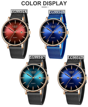 Fashion Men Watches Top Brand Luxury Blue Waterproof Watches, Ultra Thin Date Simple Casual Quartz Watch Men Sports Clock