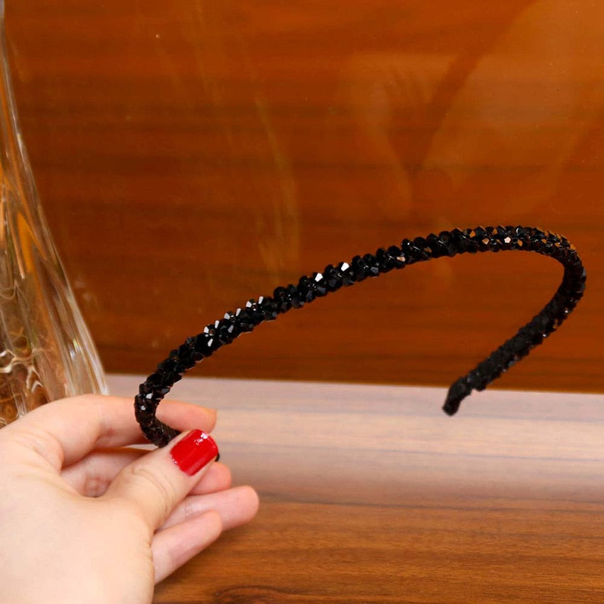 Crystal Beaded Headband Head on Women Hairbands Handmade Shiny Rhinestone Hair Hoop Bands Bezel Girls Hair Ornament