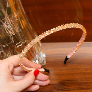 Crystal Beaded Headband Head on Women Hairbands Handmade Shiny Rhinestone Hair Hoop Bands Bezel Girls Hair Ornament