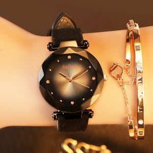 Crystal Womens Watches Luxury Dress Relojes Brand Gogoey Women Elegant Quartz Wristwatch Mujer Pu Leather Watch Feminino Montre