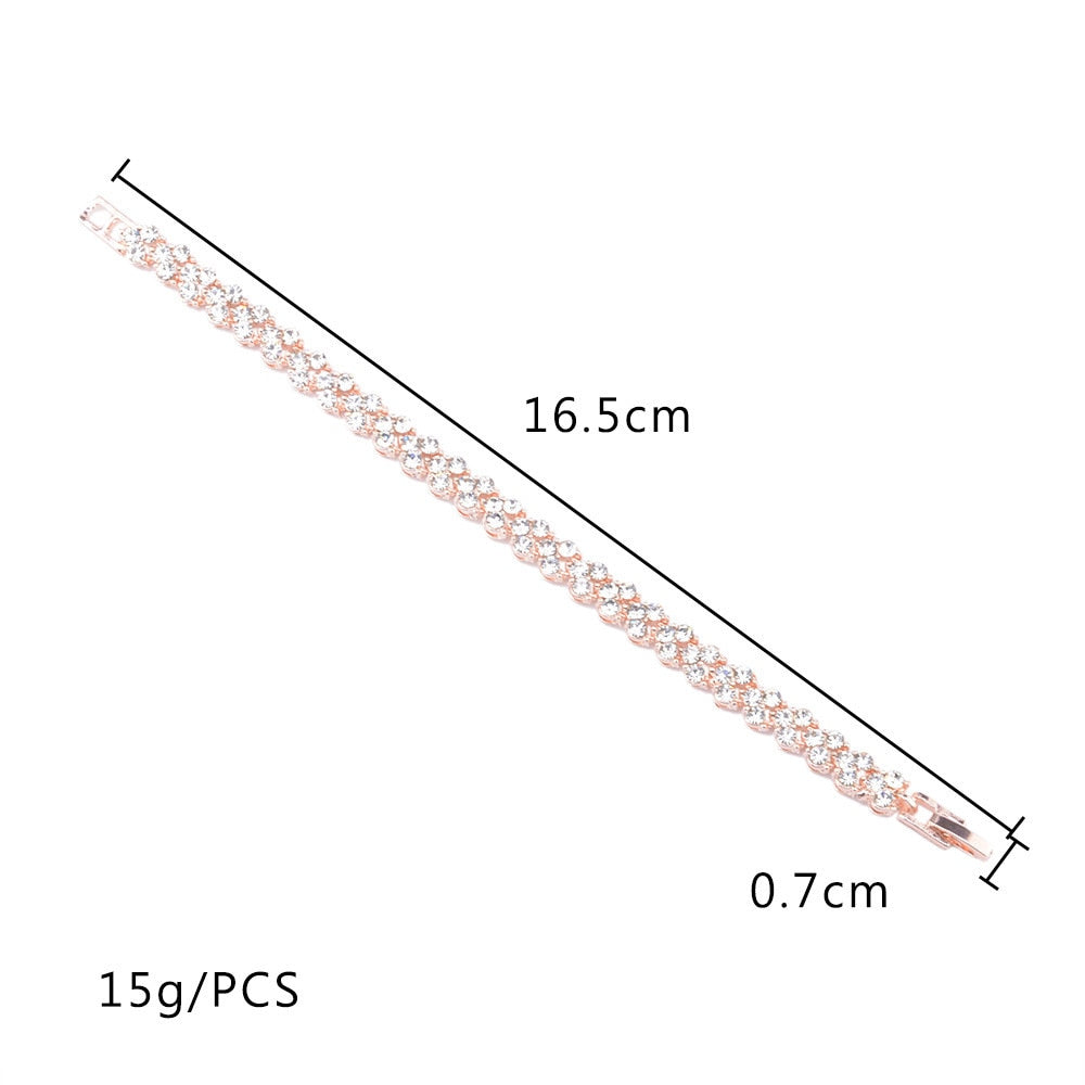 Exquisite Luxury Roman Crystal Bracelet For Women Wedding Gift Korean Rose Gold Silver Chain Bracelets Bangles Jewelry