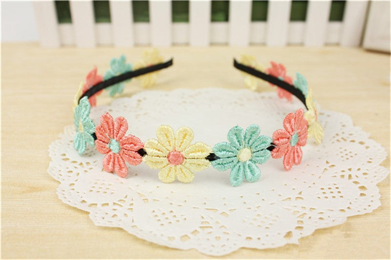 2017 Sale 2Pcs Children Flower Headband Colorful Princess Elegant Cloth Head Bands For Baby Girls Hairbands Hair Accessories