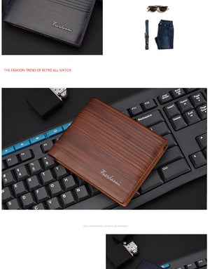 Europe and America business casual fashion retro cross section embossed wallet New men's short wallet large capacity wallet