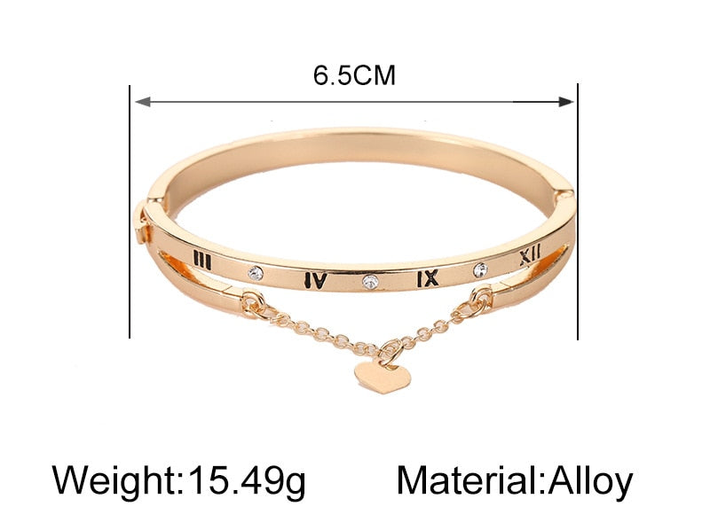 Love Roman Bracelet Numeral Tassel Peach Heart Temperament Every Match Korean Bracelet Trend Jewelry