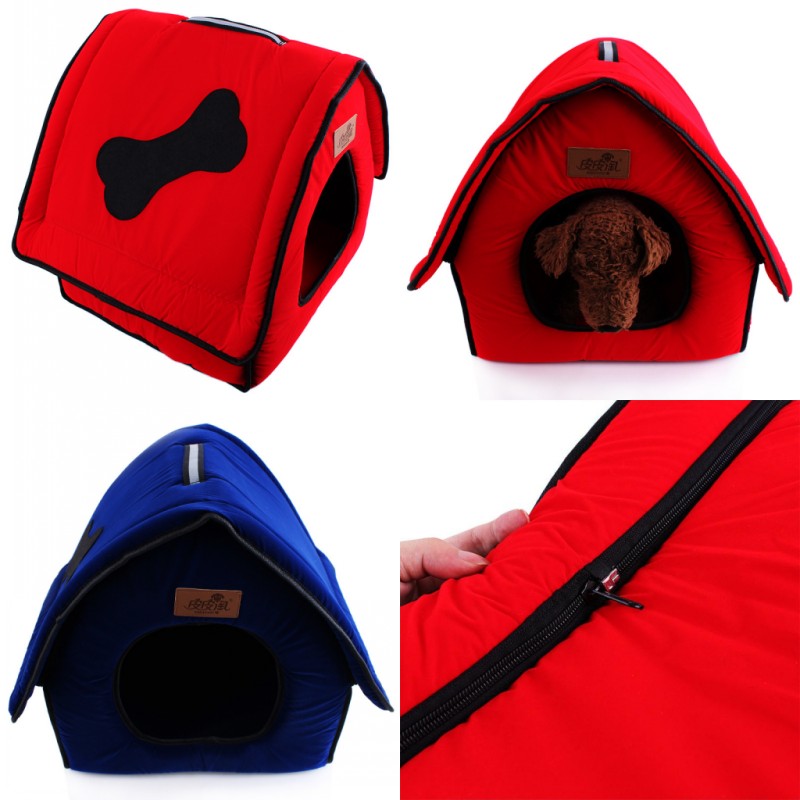 Cloth Pet Bed.  Cute Bone Dog or Cat House, Waterloo Red or Blue. Pet Furniture Size 41*37*42CM Free Shipping