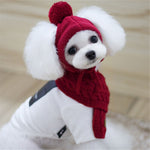 Winter and Fall Christmas warm Pure Color Cap and Scarf.  Pet Accessories.