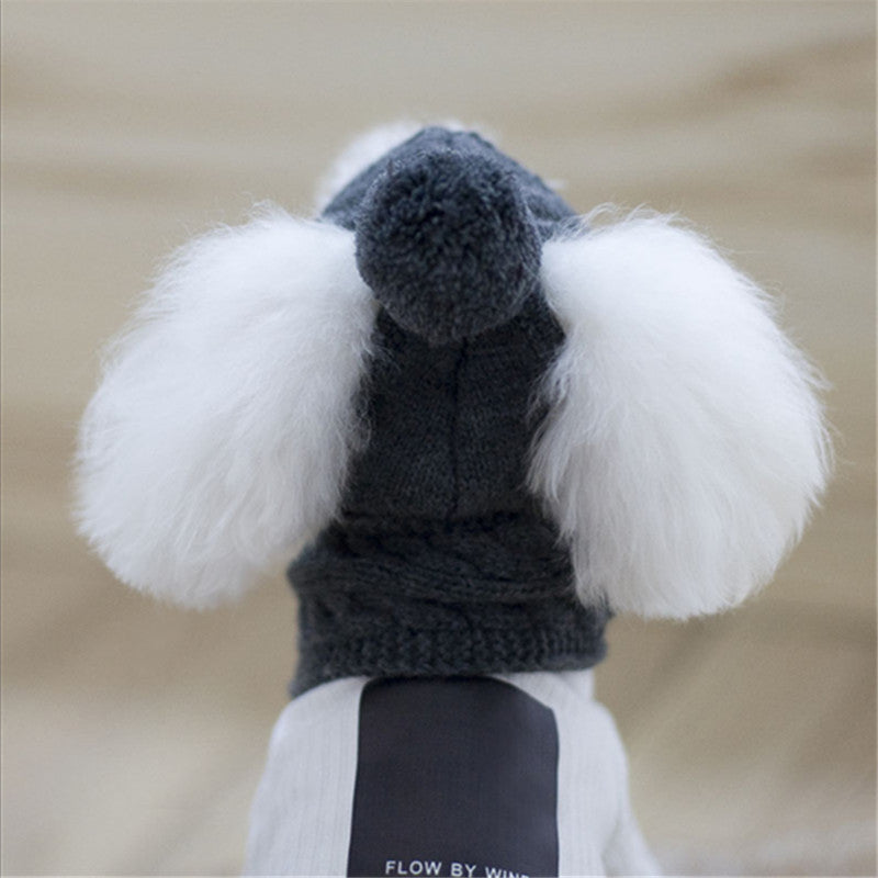 Winter and Fall Christmas warm Pure Color Cap and Scarf.  Pet Accessories.