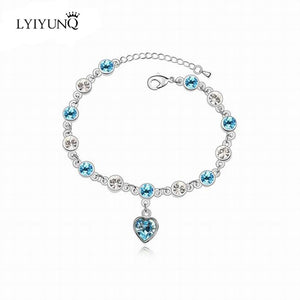 LYIYUNQ Fashion Bracelet Hot Wedding Female Heart Crystal Bracelets For Women Luxury Temperament Silver-Color Fine Jewelry Gift