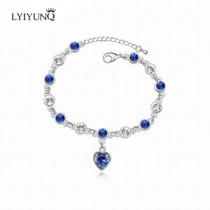 LYIYUNQ Fashion Bracelet Hot Wedding Female Heart Crystal Bracelets For Women Luxury Temperament Silver-Color Fine Jewelry Gift