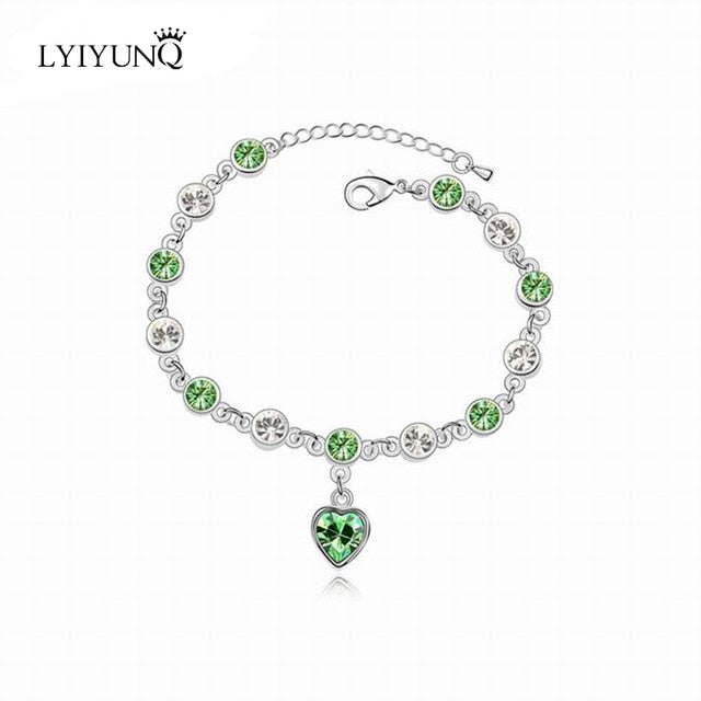 LYIYUNQ Fashion Bracelet Hot Wedding Female Heart Crystal Bracelets For Women Luxury Temperament Silver-Color Fine Jewelry Gift