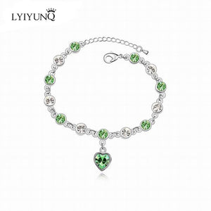 LYIYUNQ Fashion Bracelet Hot Wedding Female Heart Crystal Bracelets For Women Luxury Temperament Silver-Color Fine Jewelry Gift