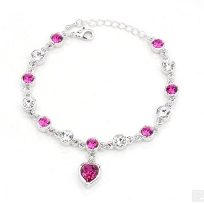 LYIYUNQ Fashion Bracelet Hot Wedding Female Heart Crystal Bracelets For Women Luxury Temperament Silver-Color Fine Jewelry Gift