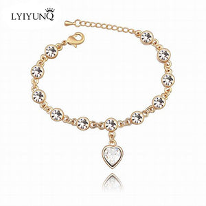 LYIYUNQ Fashion Bracelet Hot Wedding Female Heart Crystal Bracelets For Women Luxury Temperament Silver-Color Fine Jewelry Gift