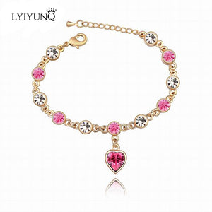 LYIYUNQ Fashion Bracelet Hot Wedding Female Heart Crystal Bracelets For Women Luxury Temperament Silver-Color Fine Jewelry Gift