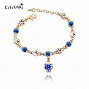 LYIYUNQ Fashion Bracelet Hot Wedding Female Heart Crystal Bracelets For Women Luxury Temperament Silver-Color Fine Jewelry Gift