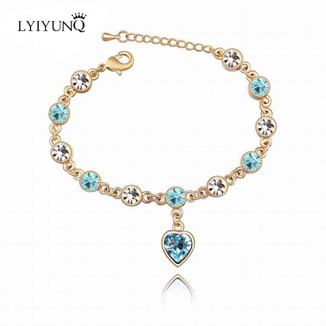 LYIYUNQ Fashion Bracelet Hot Wedding Female Heart Crystal Bracelets For Women Luxury Temperament Silver-Color Fine Jewelry Gift