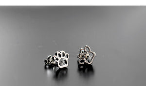 Paw Prints Cute Cat / Dog Simple Zircon Stud Earrings for Women. Fashion Pet Jewelry