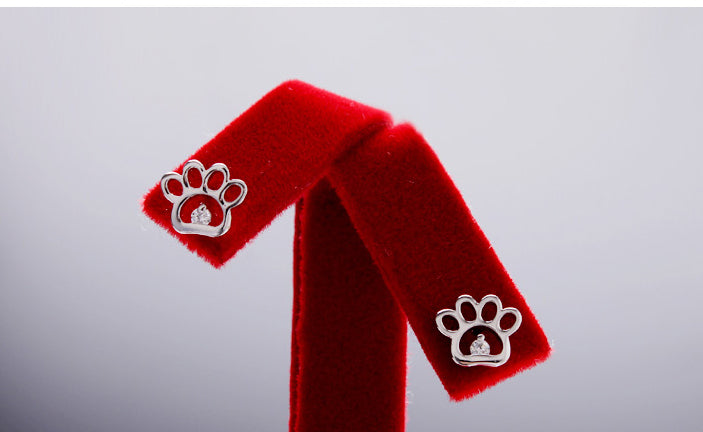 Paw Prints Cute Cat / Dog Simple Zircon Stud Earrings for Women. Fashion Pet Jewelry