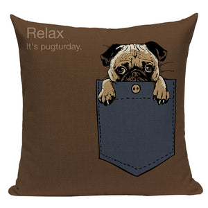 Pug Sports Cycling Cute Cushion Cover, Throw Pet Pug Pillow Cover. Decorative Pillow Case.
