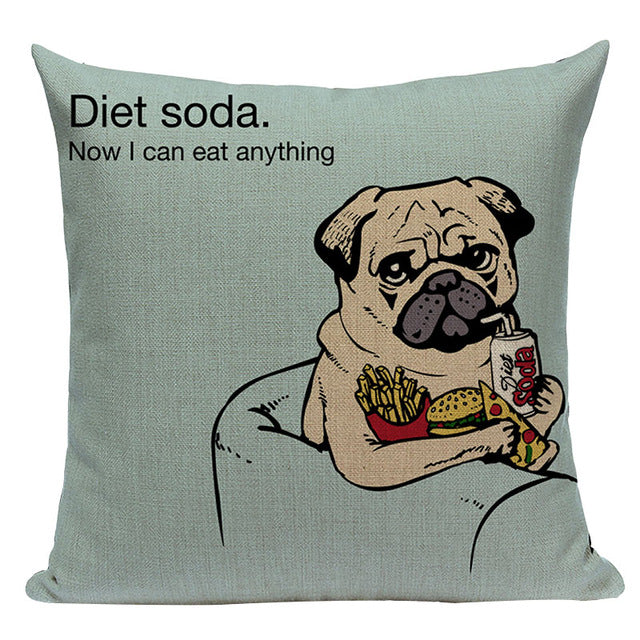 Pug Sports Cycling Cute Cushion Cover, Throw Pet Pug Pillow Cover. Decorative Pillow Case.